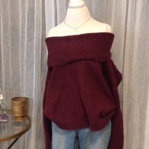 Off the shoulder burgundy sweater